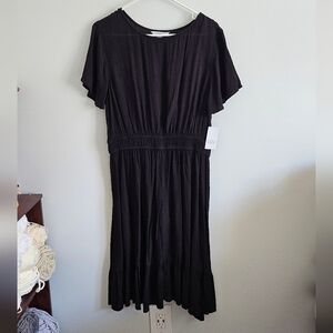 croft & barrow Black Midi Dress with Elastic Waist